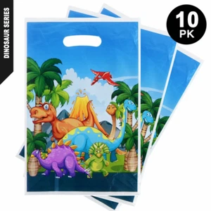 10pk Cartoon Dinosaur Loot Bags | Jurassic Jungle Kids Birthday Party Gift Bags - Picture 1 of 6