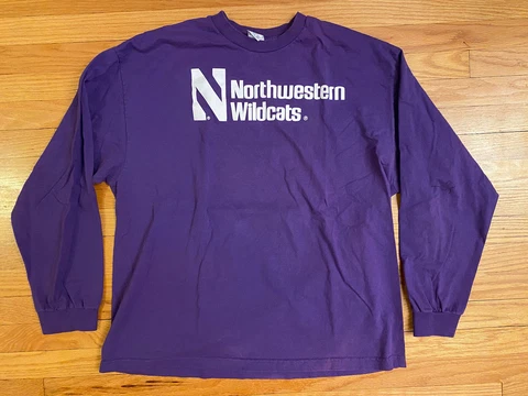 AAA Northwestern Wildcats 90s Throwback Logo Long Sleeve T Shirt Mens XXL Cover