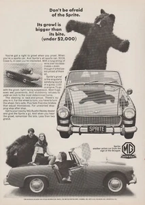 1966 Austin Healey MG Sprite - Guy In Bear Costume Covertible - Print Ad Photo - Picture 1 of 1