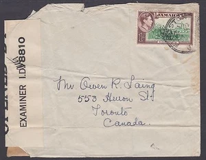 Jamaica Sc 125 on WWII Censored Cover KINGSTON to TORONTO, Examiner 8810 - Picture 1 of 2