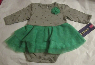 NUEVO CON ETIQUETAS Cherokee Gris Body Creeper Verde Tul Malla Falda 3 Meses O 6 Meses  Foto 1 de 4