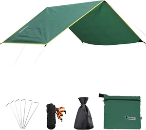 Hammock Camping Tarp Rain Fly, Waterproof Tent Footprint Shelter Canopy Sunshade - Picture 1 of 7
