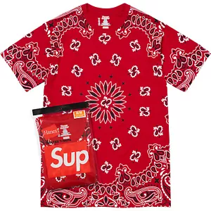 Supreme Hanes Bandana Tagless Tees (2 Pack) Red M L XL F/W 22 - Picture 1 of 2