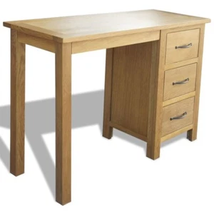 Desk with 3 Drawers Solid Oak Wood - Picture 1 of 7