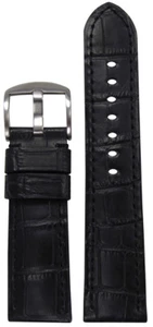 Cinturino orologio in pelle nera Panatime 20 mm con stampa Gator e cuciture nere - Foto 1 di 1