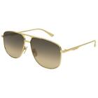 NEW Classic Gucci GG0336S 001 Gold-Brown Geometric Unisex Sunglasses