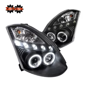 For 03-07 Infiniti G35 2dr Coupe Clear Black Housing Headlight Dula Halo LED DRL - Picture 1 of 4