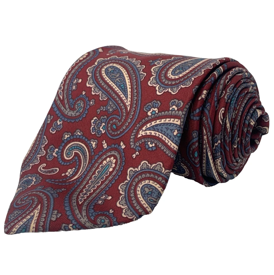 Corbata de seda HANOVER SQUARE para hombre talla 3,5" x 58,5" azul borgoña cachemira iglesia Foto 1 de 4