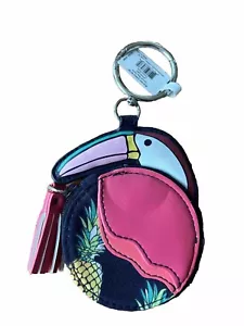NWT Vera Bradley Toucan Keychain Coin Pouch Pineapple Tassel Key Purse - Picture 1 of 6