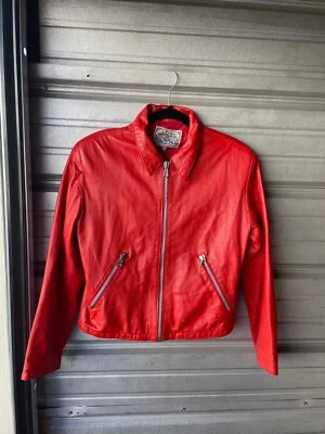 Винтажный Vera Pelle красный кожаный мотоцикла Moto молнии куртка женский размер M Италия - Изображение 1 из 4