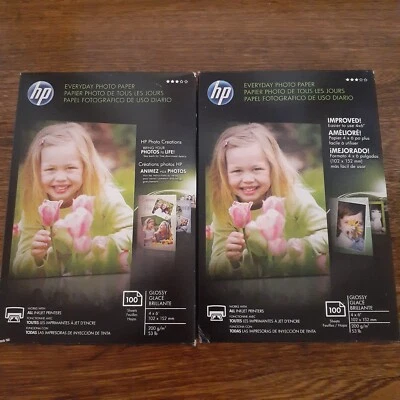 2 HP Genuine Everyday Photo Paper 100 Sheets 4x6 Glossy Sealed E 54 - Image 1 of 4