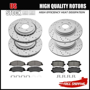 For 2018 - 2023 Honda Odyssey Front Rear Drilled Disc Rotors Ceramic Pads Kit - Picture 1 of 6