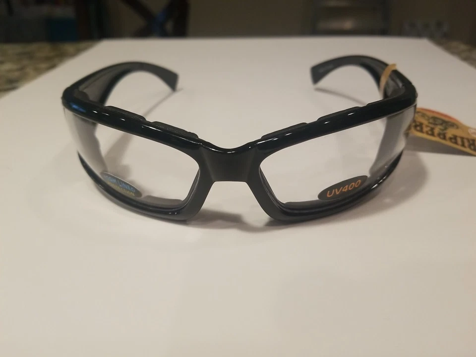 Pugs Motorcycle Sunglass Womans Ripper RP-5 Clear lens w/ Black frame - Image 1 of 4