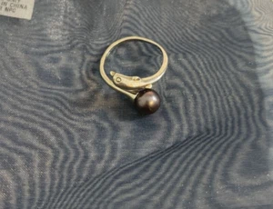 Vantel Pearls Sterling Silver Sz 8 Dancing Dolphin Ring 7.5mm Purple Pearl - Picture 1 of 6