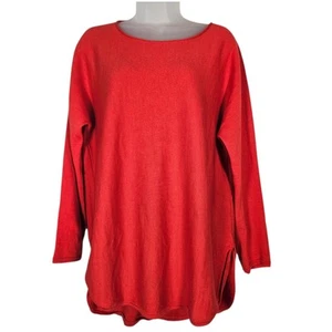 Eileen Fisher Sweater XL Coral Knit Merino Wool Crew Neck Minimal Preppy Office - Picture 1 of 13