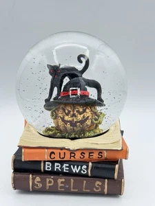 Martha Stewart Musical Globe Halloween Jackolantern Witch Hat Black Cat Books - Picture 1 of 2