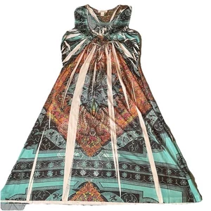 Boston Proper Multicolor Paisley Sexy Maxi Sun Dress Size Large Made USA Resort - Picture 1 of 14