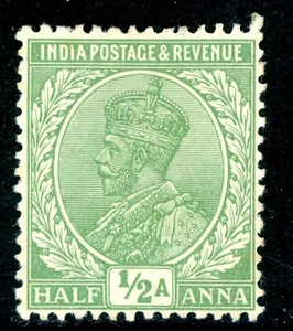 British India 1926 KGV ½ Anna Green SG #110 Mint W110 - Picture 1 of 6