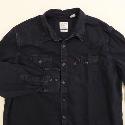 Camisa vaquera Levi para hombre Barstow Western manga larga negra perla a presión estándar 2XL Foto 1 de 4