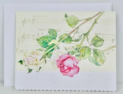 CAROL'S ROSE GARDEN Roses & Sheet Music SINGLE Note Card CAROL WILSON FINE ARTS - Image 1 of 2