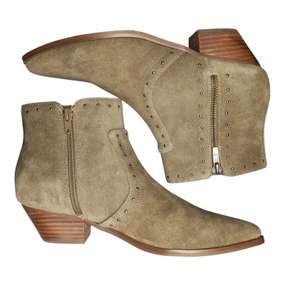 Marc Fisher Wanida Botines Mujer EE. UU. Talla 8M Gris Cuero Tachonado Cremallera Lateral Foto 1 de 4