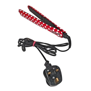 Plancha de pelo roja con puntos Disney Minnie Mouse rara descontinuada probada funcionando - Imagen 1 de 11