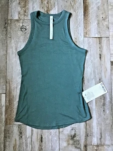 Lululemon Hold Tight Tank Top Womens Green Knit Stretch Athleisure Performance-8 - Picture 1 of 4
