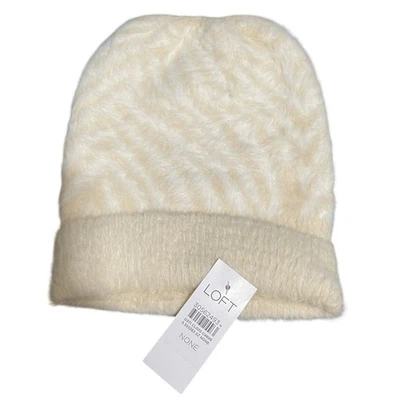 Gorro Ann Taylor The LOFT crema y blanco cebra nuevo con etiquetas  Foto 1 de 4
