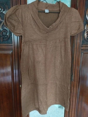 Lovely Ladies Brown Knit Tunic Size 10 Tu Beautiful Cowl Neck Top Good Condition - Image 1 of 4