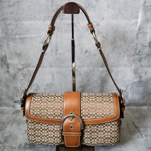 Vintage Coach 1463 Brown Signature C Canvas Soho Flap Shoulder Tote hand Bag Y2K - Picture 1 of 16
