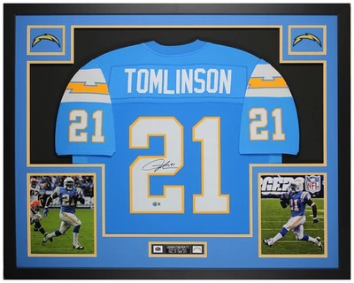 Ladainian Tomlinson Autographed & Framed Blue San Diego Jersey Auto Beckett COA - Image 1 of 4
