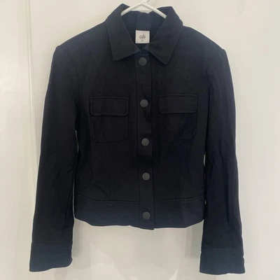 CAbi Ava Ponte Knit Jacket Long Sleeve Collared Style #3174 XS Black - Image 1 of 4