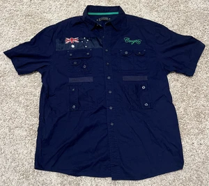 COOGI Mens XXL Australia Expedition Cargo Safari Oxford Button Up SS Y2K Street - Picture 1 of 13