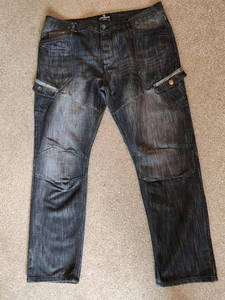 Airwalk Cargo Y2k Men's Denim Jeans Grey Black Size UK 38R Pockets - Picture 1 of 7