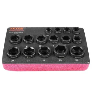 VEVOR Impact Sockets Set 15pcs 6-Point 3/8" Drive Bit Ratchet Tool Kit Case - Picture 1 of 2