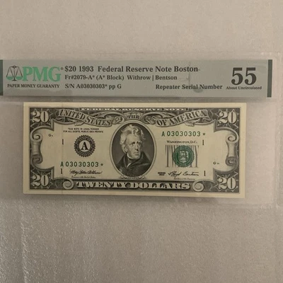 FR#2079-A $20.00FRN SER#03030303*Repeater-Star*Ser#PMG55 - Image 1 of 3