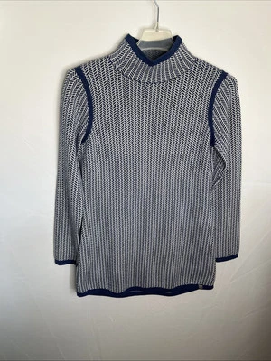 Title Nine Merino Wool Blend Women's M Long Sl Blue Herringbone Dress - Pristine - Image 1 of 4