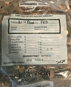 POSTEN VON 5000 US-PFENNIGEN IN VERSIEGELTER TÜTE $50 VON US-PFENNIGEN FORT KNOX PFANDBEUTEL - Bild 1 von 11
