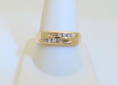 14k 黄金男式钻石戒指真钻石行政戒指 8 石美国 10.75 R1800 — 第 1/4 张图片