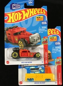 Hot Wheels Brickin' Delivery Brick and Motor Brick Rides Fits Lego Mega Lot of 2 - Picture 1 of 8