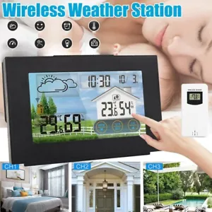 Funk Wetterstation Thermometer Mit Farbdisplay Innen-Außensensor Digitale Wecker - Bild 1 von 19