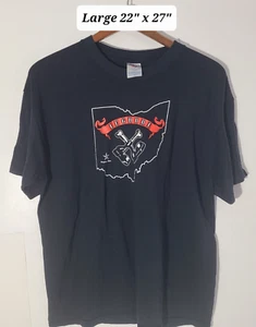 T-shirt vintage Legbone Dubiin Ohio nera grande banda sottile punk - Foto 1 di 4