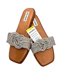 Steve Madden Damengröße 8 Sandale Strass Glitzer Knoten Riemen silber Slipper - Bild 1 von 18
