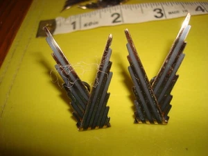 VINTAGE PAUL MORELLI 14KT Y/G & STERLING SILVER MODERNIST EARRINGS 6.5 GRAMS - Picture 1 of 6