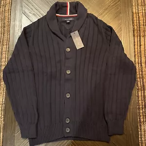 Tommy Hilfiger cardigan uomo a costine blu navy classico taglia small - Foto 1 di 5
