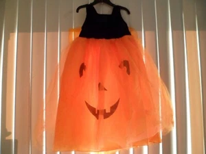 Halloween Pumpkin Dress 3T Costume w/Head Band Eye Tattoo Craft Kit Free Gift - Picture 1 of 11