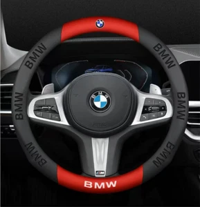 15" PU Leather+Carbon fiber Steering Wheel Cover For 1950-2025 BMW - Picture 1 of 10