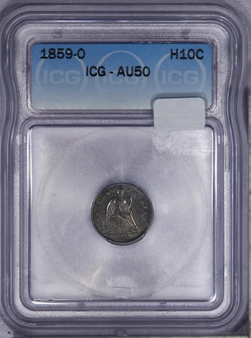 1859-O Liberty Seated Half Dime H10c ICG AU50 Cover