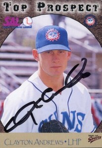 1998 Hagerstown Suns CLAYTON ANDREWS Signed Card autograph BLUE JAYS RC