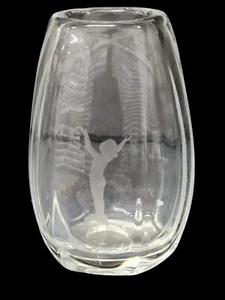 Kosta Boda Elis Bergh Art Glass Etched Deco Vase Vintage Signed 6" - Picture 1 of 8
